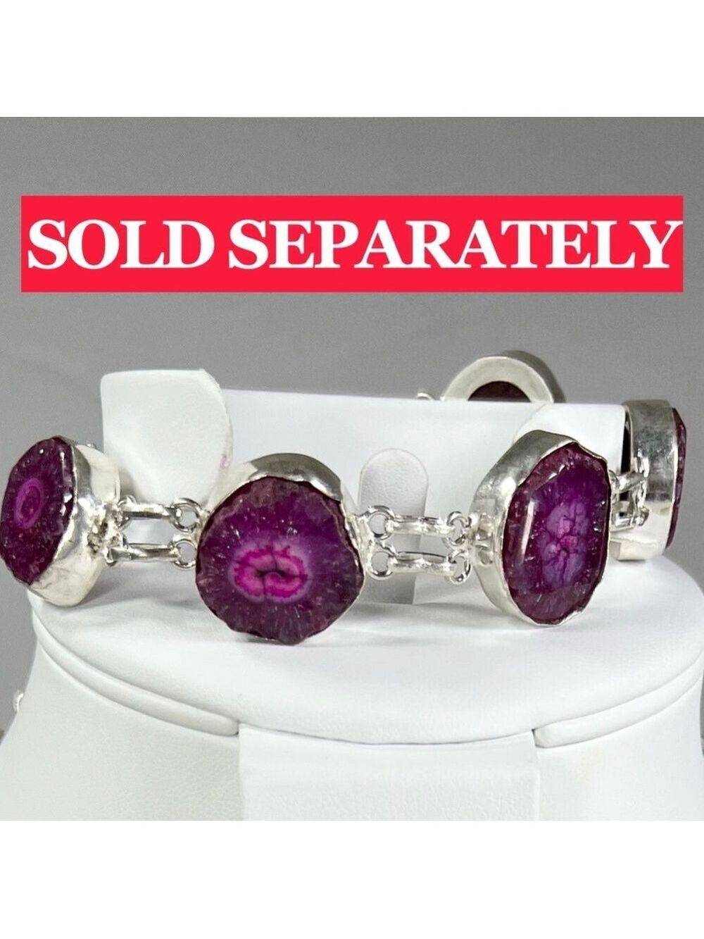 Pink Purple Solar Quartz Garnet Large Gemstone Necklace ONLY w/ Natural Cracking - Picture 6 of 11